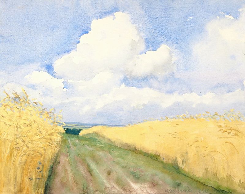 Wheat landscape oil painting by Lilly Walther