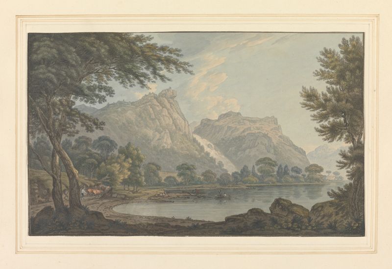 Paisaje de Lodore Falls por Joseph Farington, pintura al óleo