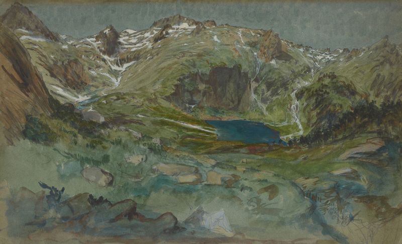Vista do Lac d’Espingo, óleo sobre tela de Eugène-Emmanuel Viollet-le-Duc