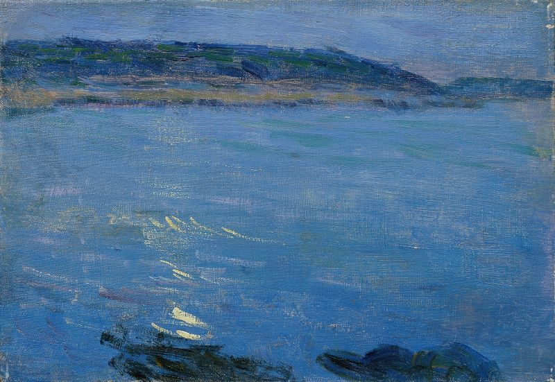 Marine scene with moonlight over the sea, oil painting by Max Kurzweil