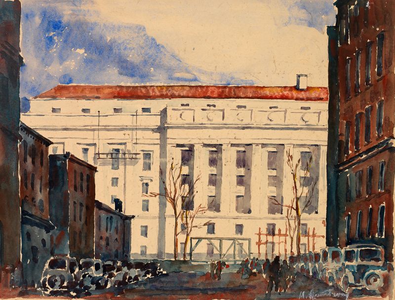 Obra de Modernismo representando um edifício não identificado de Unknown Artist
