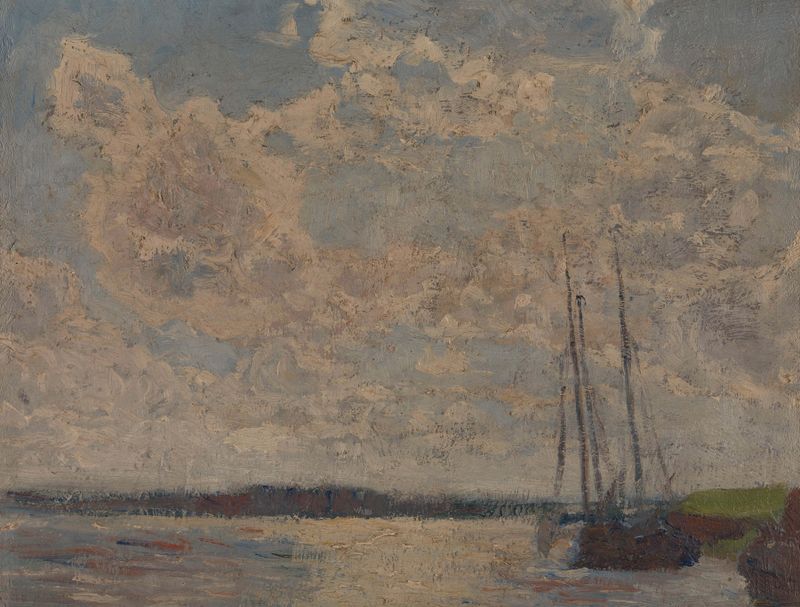 Landscape of the River Scheldt by Georges Léon Ernest Buysse, impressionism