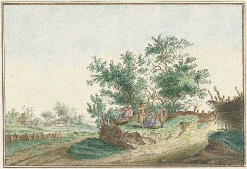 Paisagem com colinas onduladas e um céu sereno, óleo sobre tela de Pieter Remmers