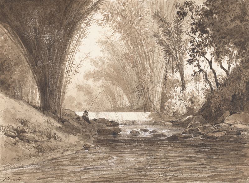 Paisagem de La Digue Mararal por Michel Jean Cazabon, meio desconhecido.