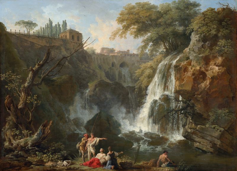Las Cascadas de Tivoli, pintura al óleo de Claude-Joseph Vernet