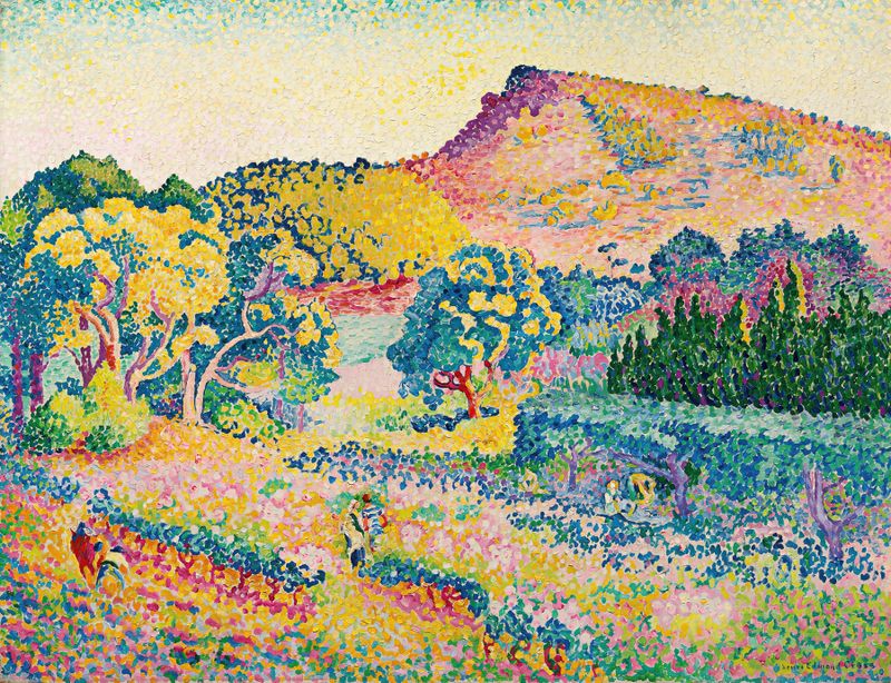 Paisagem com tons vibrantes de Henri-Edmond Cross, 1906, pintura a óleo