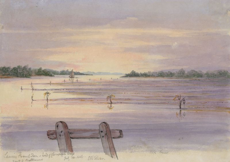 Paisagem representando Leaving French Town, pintura a óleo de Michael Seymour
