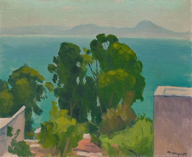 Les Eucalyptus de Albert Marquet, óleo sobre tela mostrando altos eucaliptos