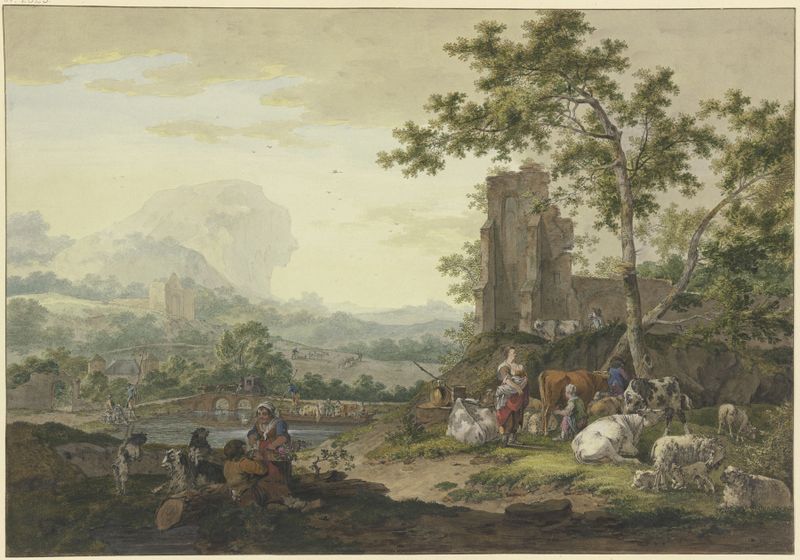 Landschaft de Bernhard Hendrik Thier, óleo sobre tela retratando colinas suaves e luz suave.