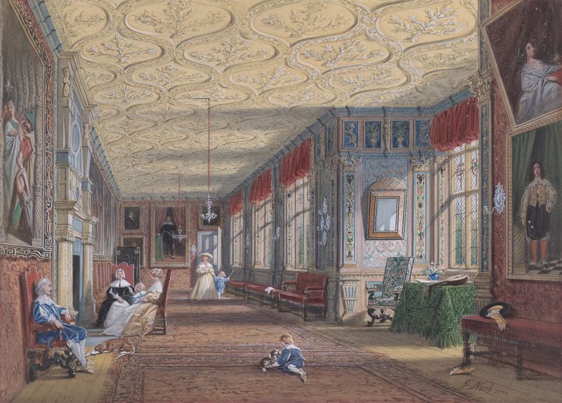 Escena interior con caricaturas en óleo sobre lienzo de Joseph Nash