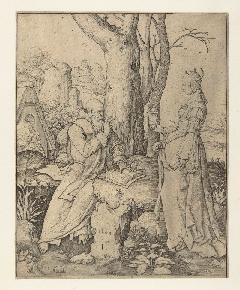 Gravura de Lucas van Leyden retratando São Antônio resistindo à tentação