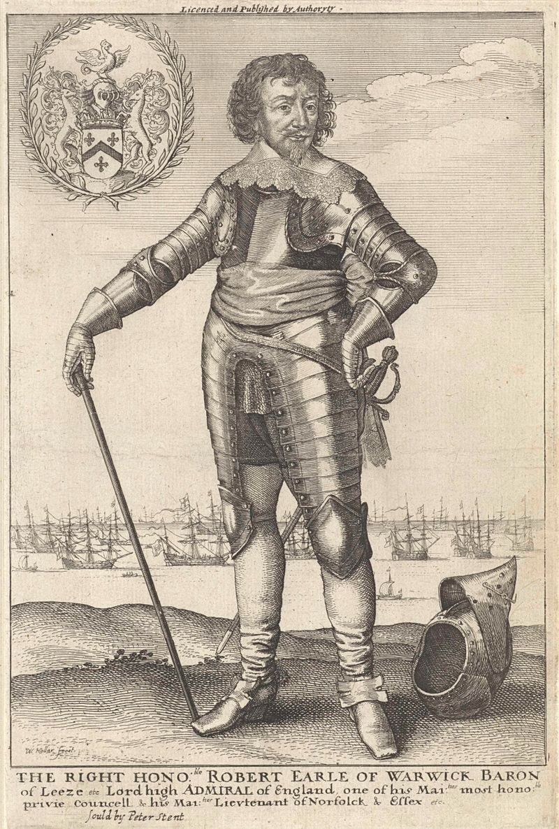 Portret van Robert Rich, graaf van Warwick, gravura de Wenceslaus Hollar