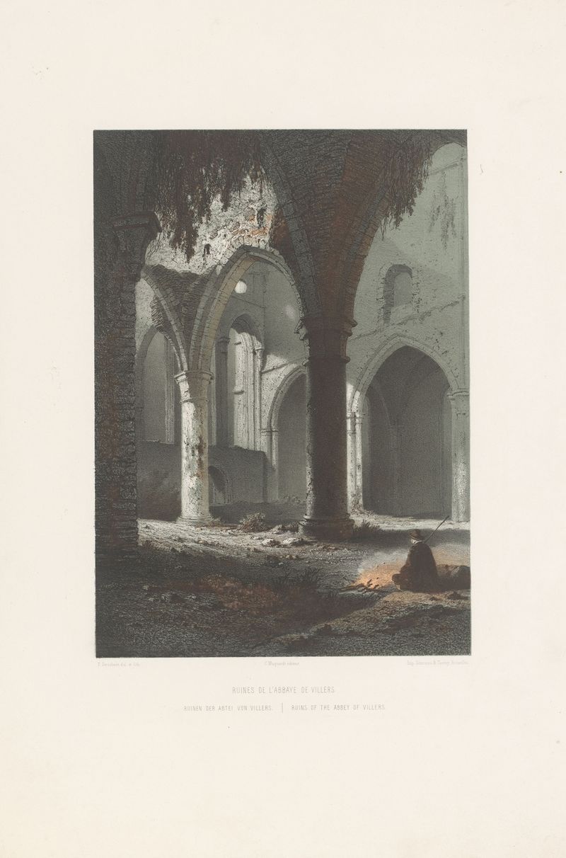 Ruins of the abbey of Villers, oil painting by François Stroobant