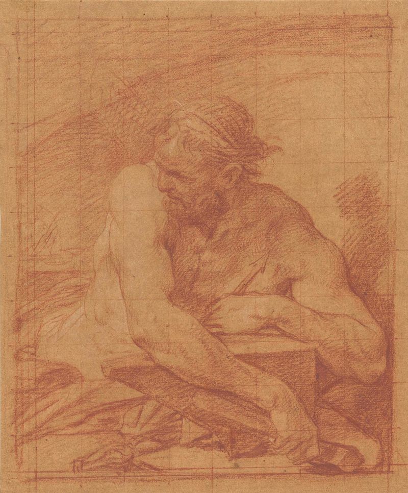 Vulcanus de Anton Raphael Mengs, óleo sobre lienzo que muestra una deidad reflexiva iluminada por la luz.