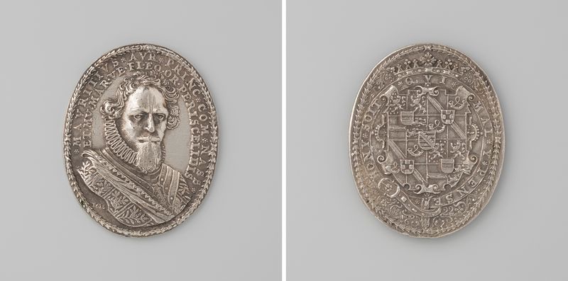 Retrato de Maurits, príncipe de Oranje-Nassau em metal por Adriaen Symonsz. Rottermont