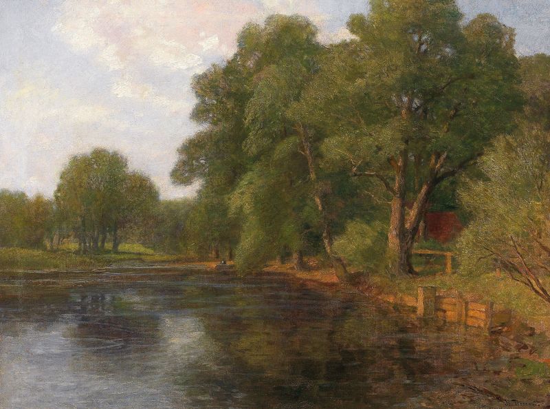 Landscape with a path and trees, oil on canvas by Hugo Darnaut