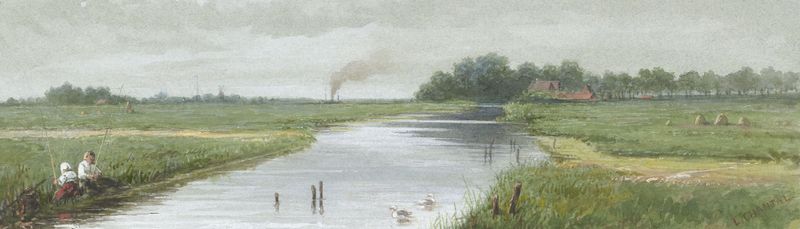 Landscape with a house and trees, oil on canvas by Louis Chantal