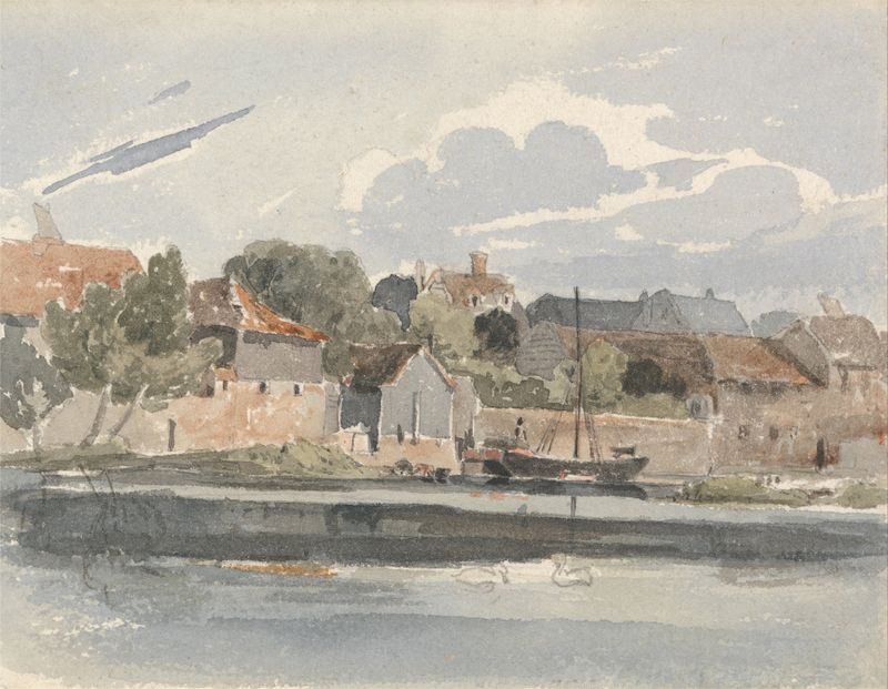 View of the Thames at Kingston, watercolor on paper by Peter DeWint