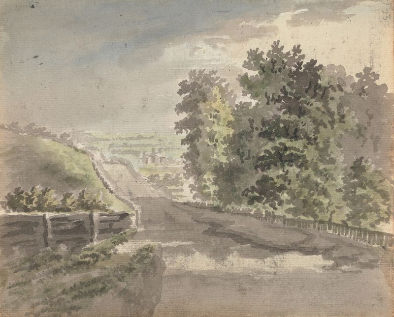 A Country Lane by James Miller, oil painting depicting a serene landscape with a winding path.