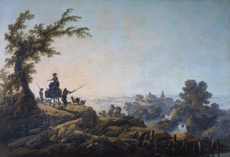 Rococo landscape by Jean-Baptiste Pillement, featuring lush greenery and dynamic movement