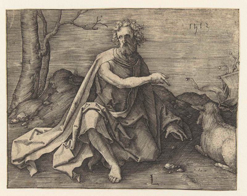 Grabado de Juan el Bautista en el desierto de Lucas van Leyden