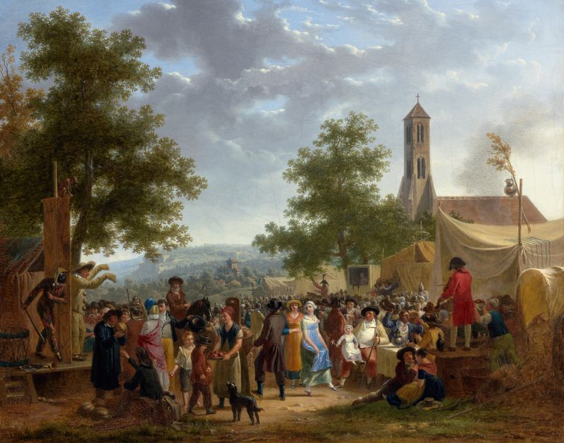 Country Fair escena de género de Adolphe-Eugène-Gabriel Roehn, pintura al óleo