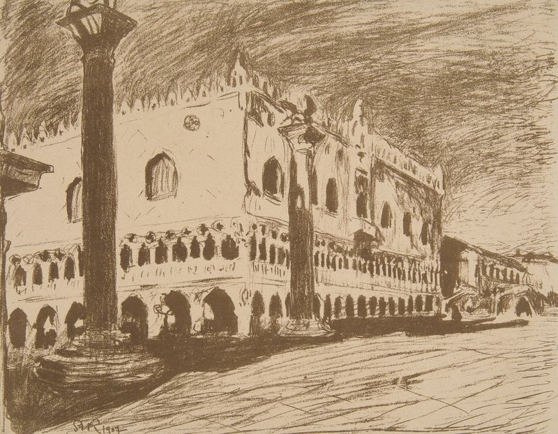 Venice – Ca’ d`Oro de Stanisław Kamocki, óleo sobre lienzo que muestra arquitectura ornamental y tranquilos canales.