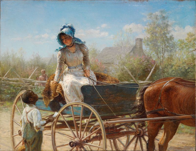 Figurative oil on board work by Edward Lamson Henry featuring a young woman in soft light.