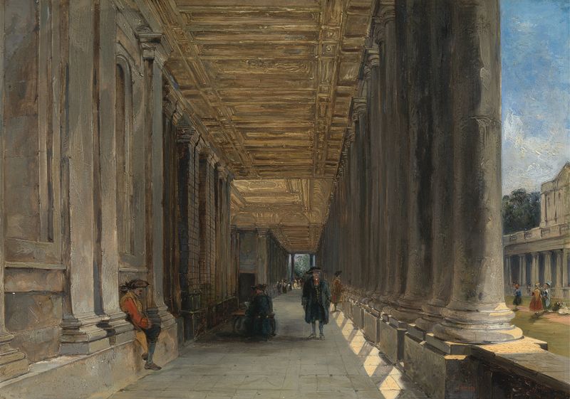 The Colonnade of Queen Mary’s House, Greenwich by James Holland, oil on canvas