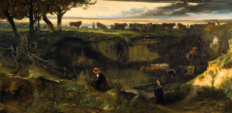 Landscape with hills and a cloudy sky by Louis-Godefroy Jadin, medium unknown