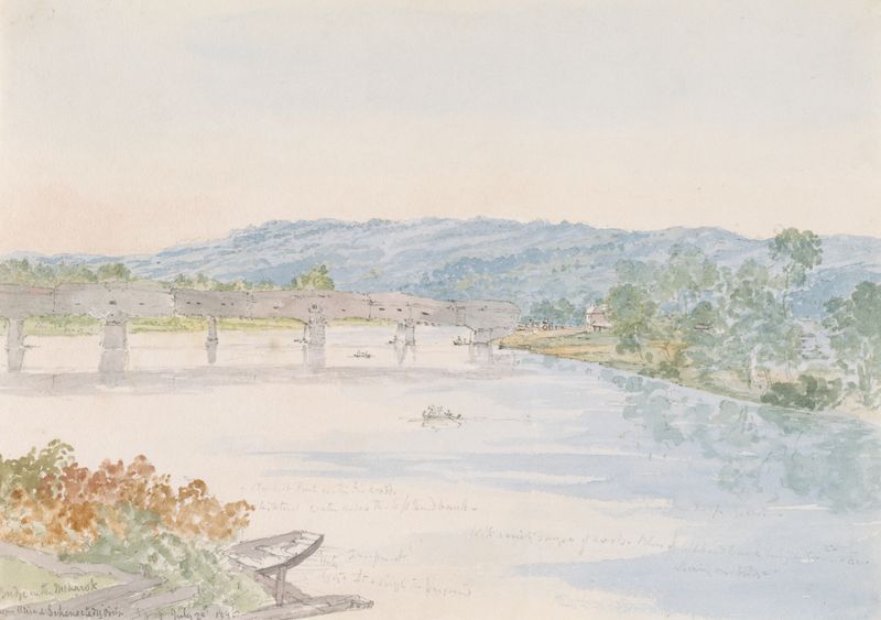 Wooden bridge over the Mohawk River by Michael Seymour