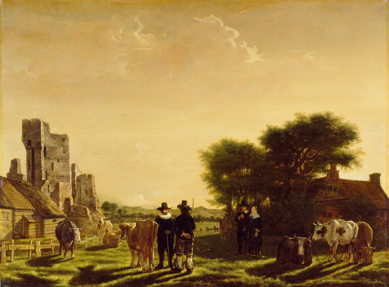 A Dutch Farm with the Ruins of the Huis te Kleef de Govert Dircksz Camphuysen, óleo