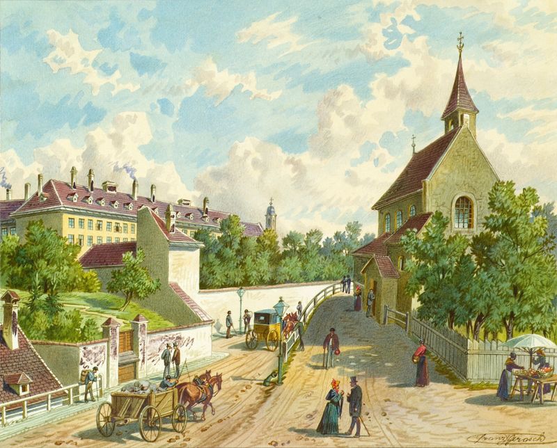 Architecture scene of 'Die Währinger Straße in Wien' by Franz Gerasch, unknown medium