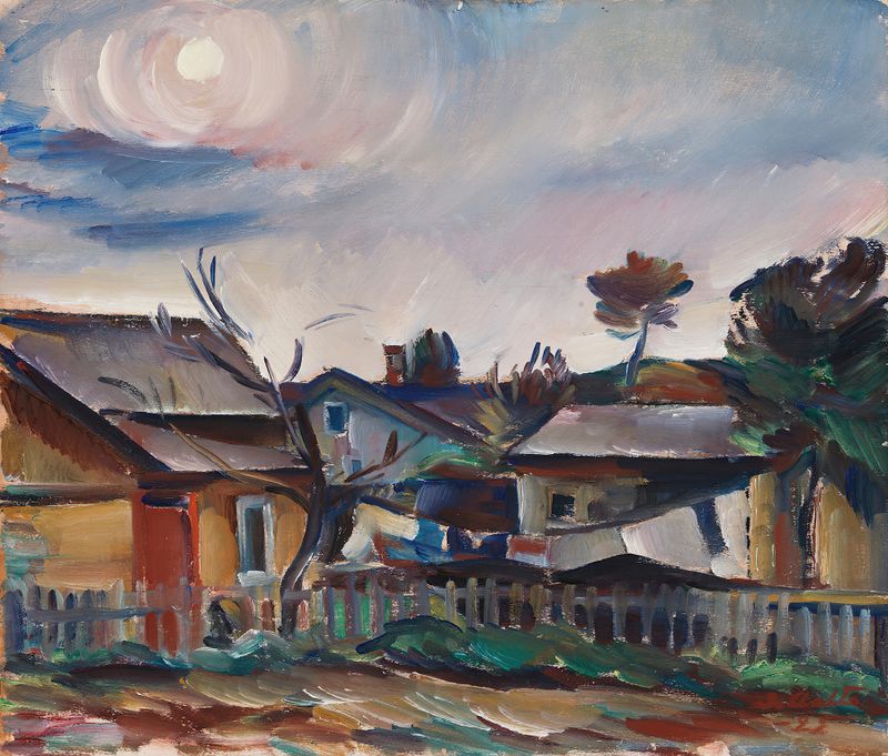 Paisaje que muestra rocas rugosas y mar etéreo de Ilmari Aalto, 1925