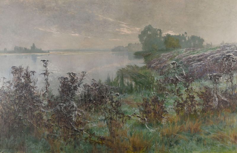 Paisagem com delicadas teias, óleo sobre tela de Louis Le Poittevin