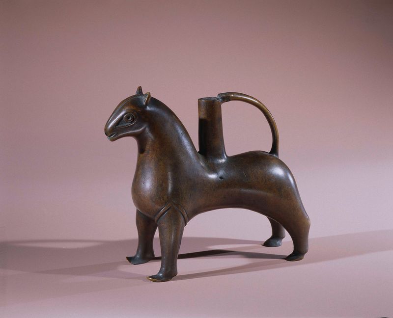 Aquamanile en forma de caballo, cerámica, artista desconocido, c. 1200 - c. 1300