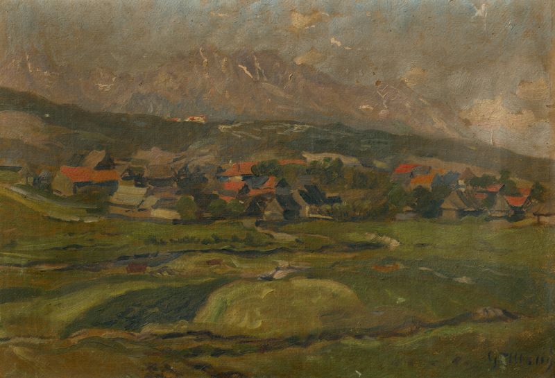 Figurative expressionism by Gustáv Mallý, 1940, featuring vibrant swirls and dynamic energy