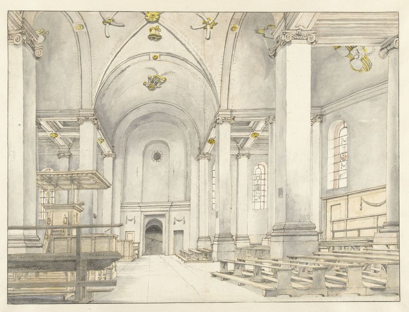 Interior view of the Nieuwe Kerk in Haarlem by Pieter Jansz Saenredam, oil painting