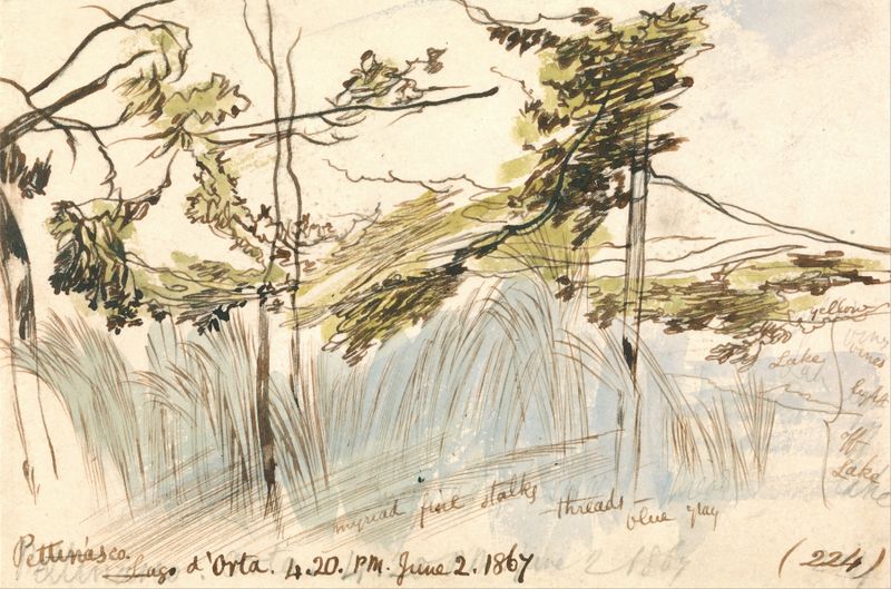 Paisaje de Pettenasco, Lago d’Orta de Edward Lear, pintura al óleo