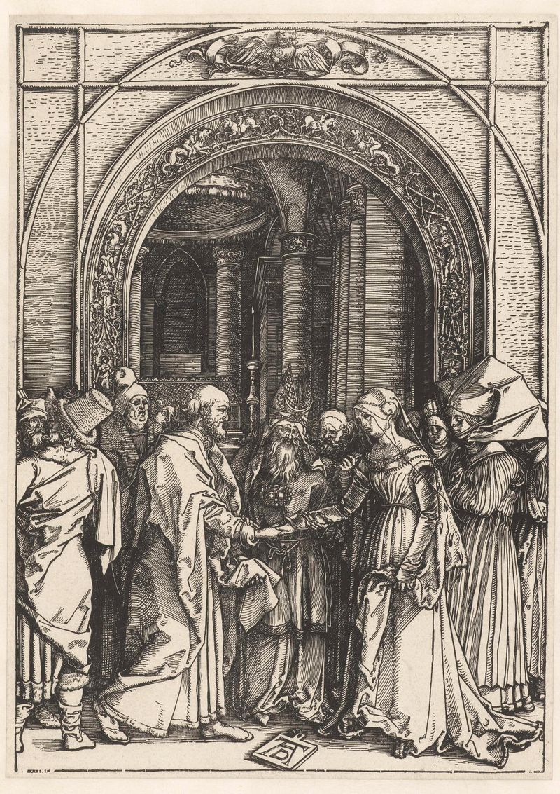 Huwelijk van Maria, obra en papel de Albrecht Dürer que representa a María y José.