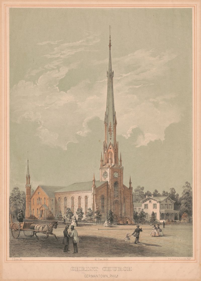 Gothic architecture of Christ Church, Germantown by James Fuller Queen, 1857