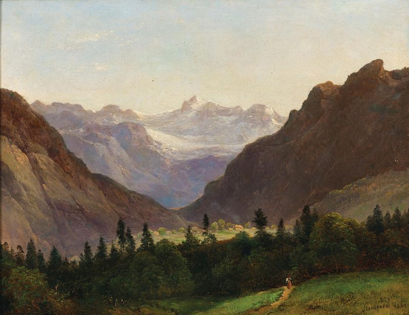 Landscape of Dachstein Massif, oil on canvas by Franz Steinfeld