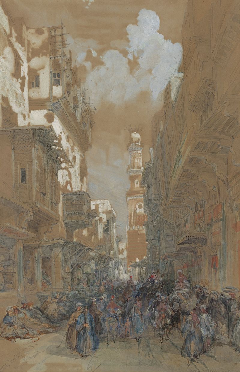 Mezquita El Mooristan, El Cairo, Egipto de David Roberts, óleo
