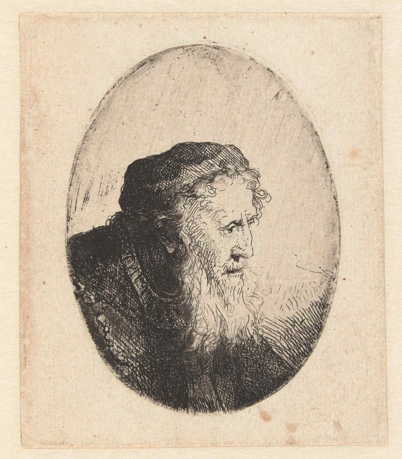 Retrato de um velho com barba, gravura de Ferdinand Bol