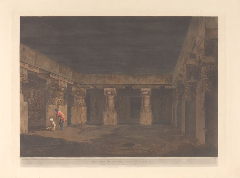 Oriental Scenery Pl. 43 de Thomas Daniell, retratando uma paisagem exuberante em um meio desconhecido.