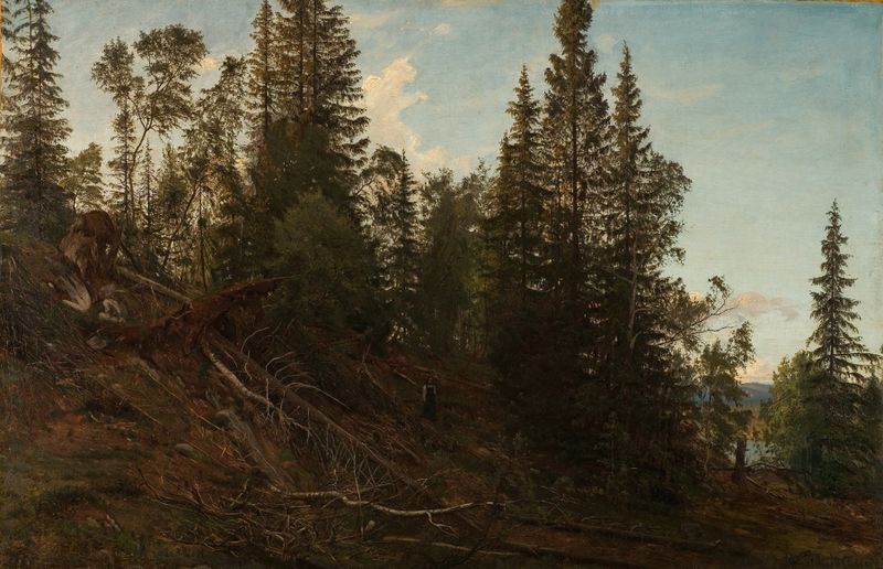 Paisaje de Vingeråsheia, Telemark de Amaldus Nielsen, pintura al óleo