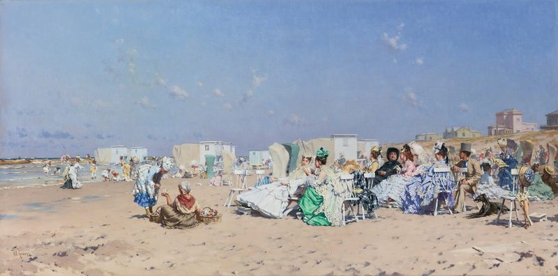 Escena marina de Frederik Hendrik Kaemmerer, que representa una playa en Scheveningen en un medio desconocido.