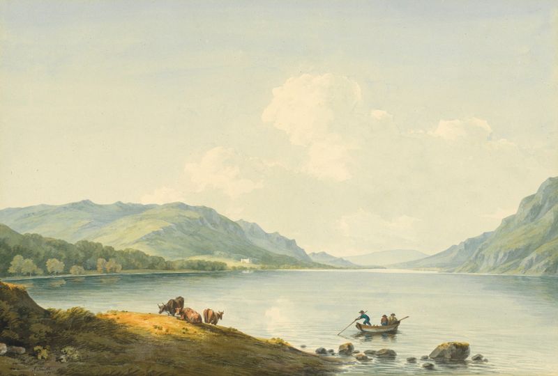 Landscape of Ullswater from Gobarrow Park by John Warwick Smith, oil painting