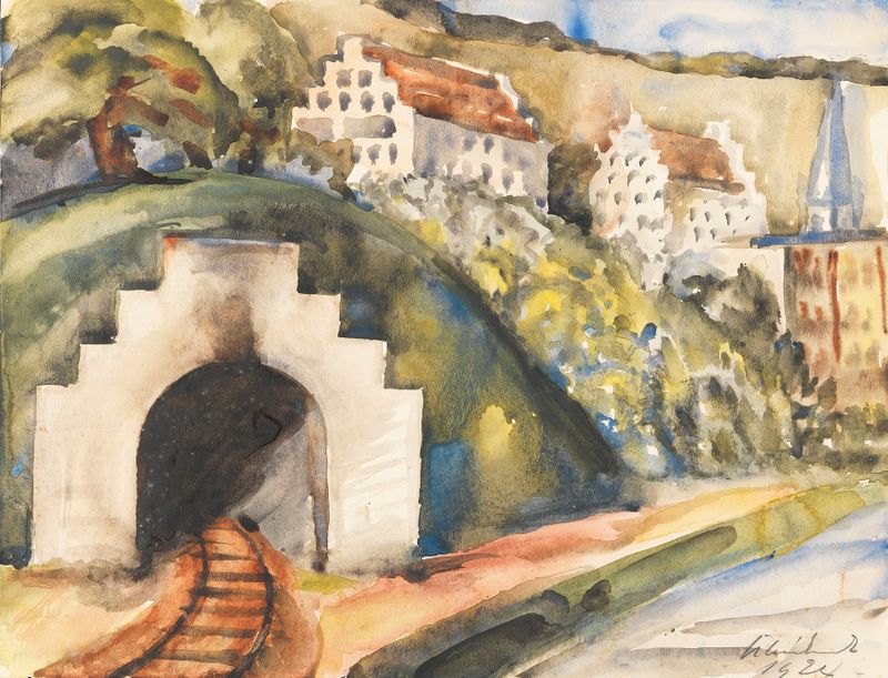 Tunnel bei Wasserburg am Inn by Paul Kleinschmidt, oil on canvas depicting a serene landscape.