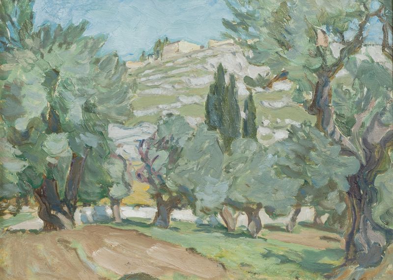 Estudio etéreo del paisaje de Jerusalén de Anna Boberg, óleo sobre lienzo